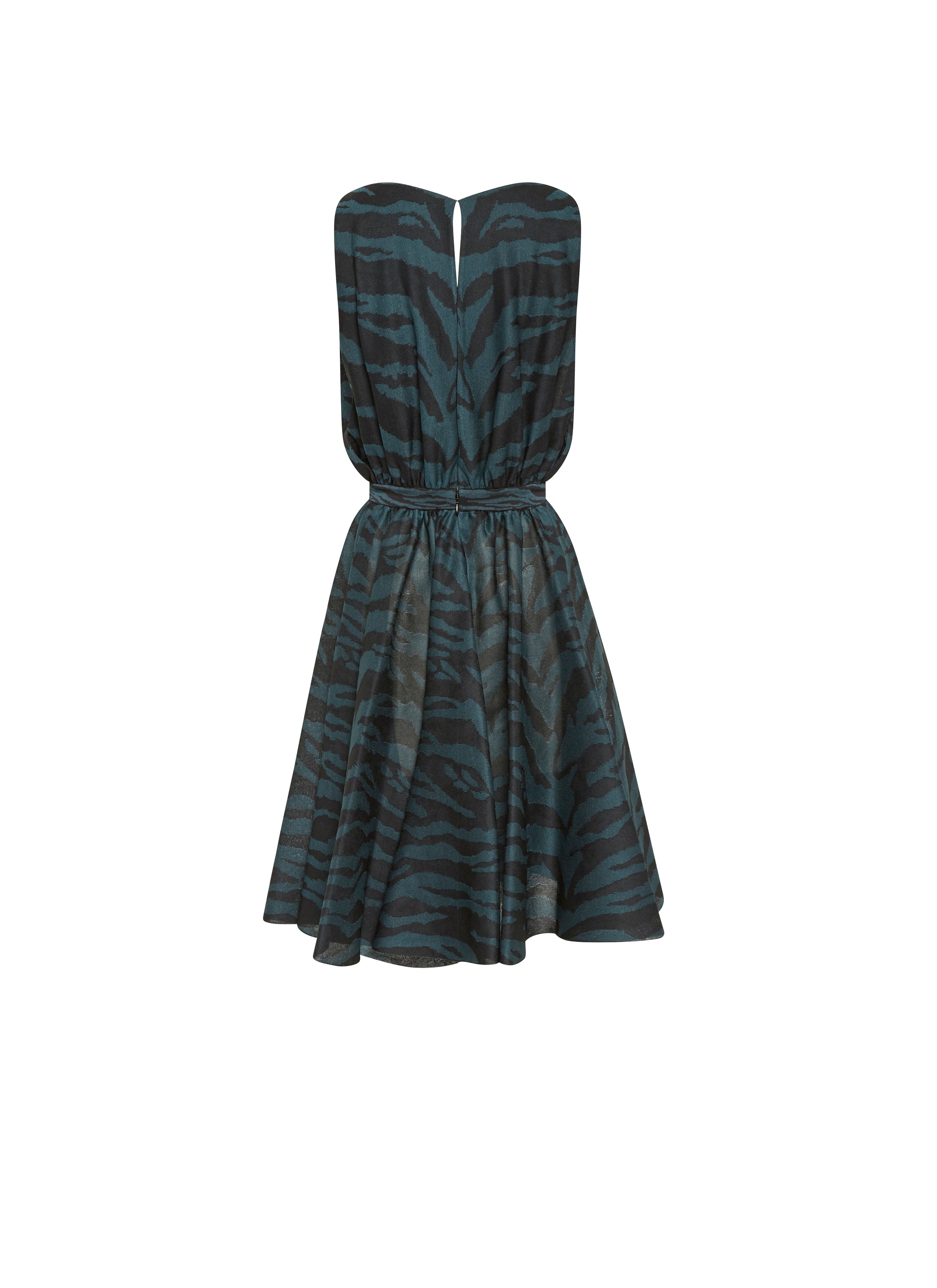 Robe sans manches Zebra en soie - Noir & Vert