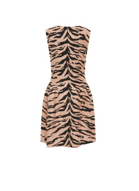Sleeveless wool Zebra dress - Black & Nude