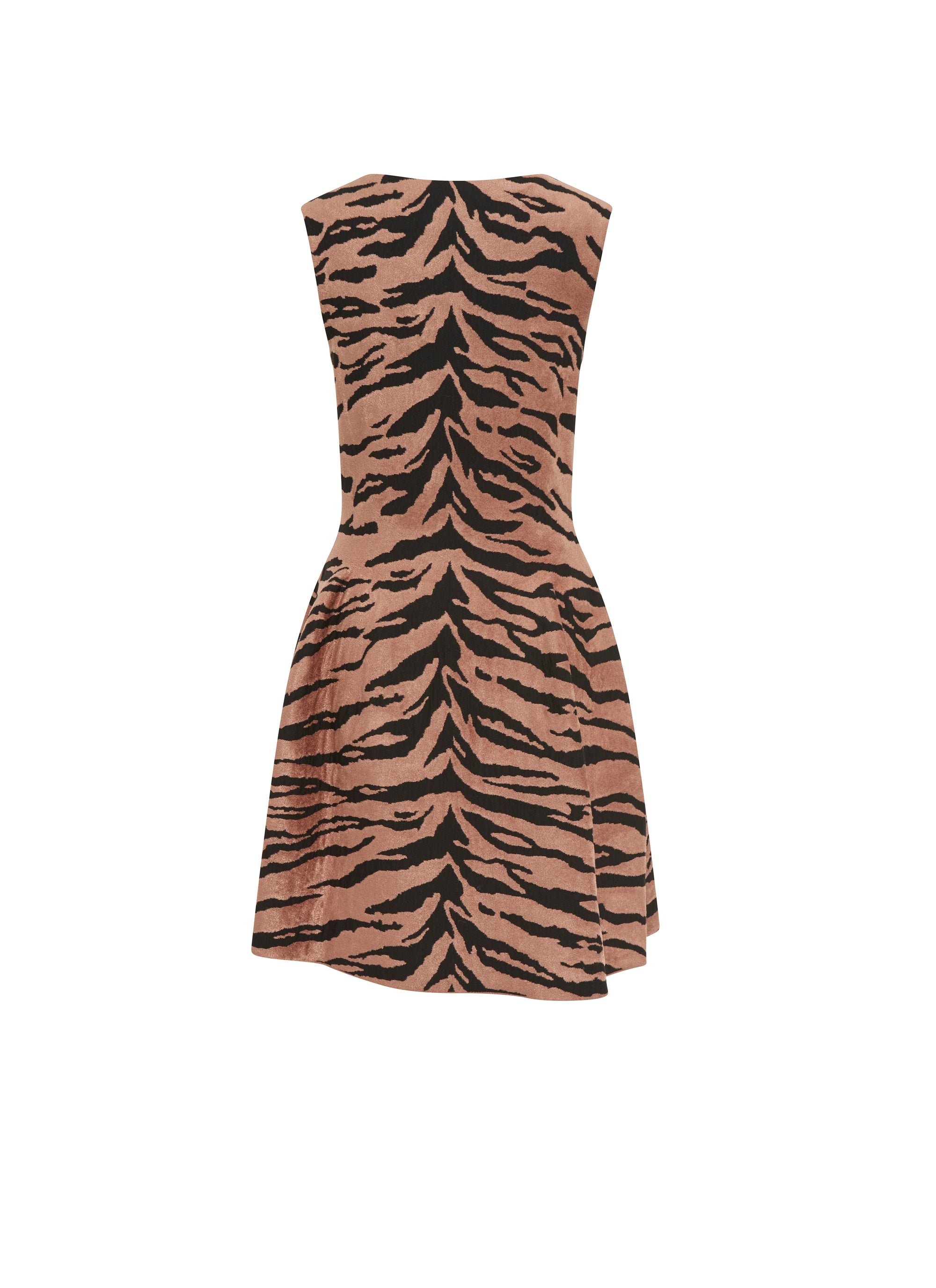 Sleeveless wool Zebra dress - Black & Brown