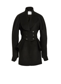 Veste drapée en laine - Noir
