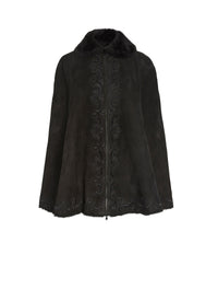 Cape en cuir suede - Noir