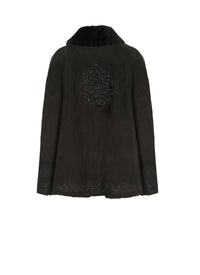 Cape en cuir suede - Noir
