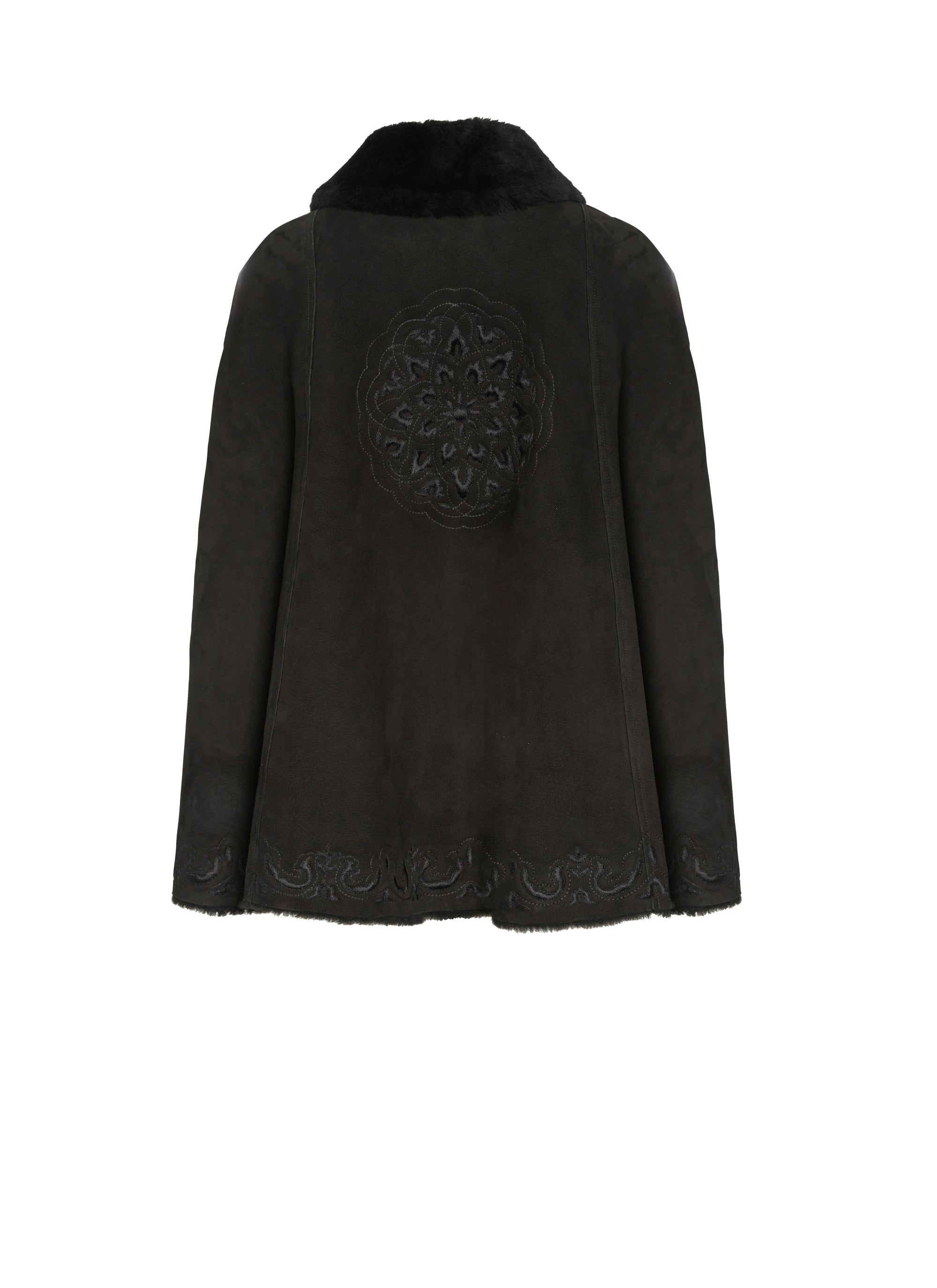 Cape en cuir suede - Noir