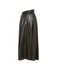 skirt with leather inserts - Black