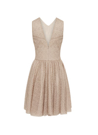 Sleeveless embroidered dress - Nude