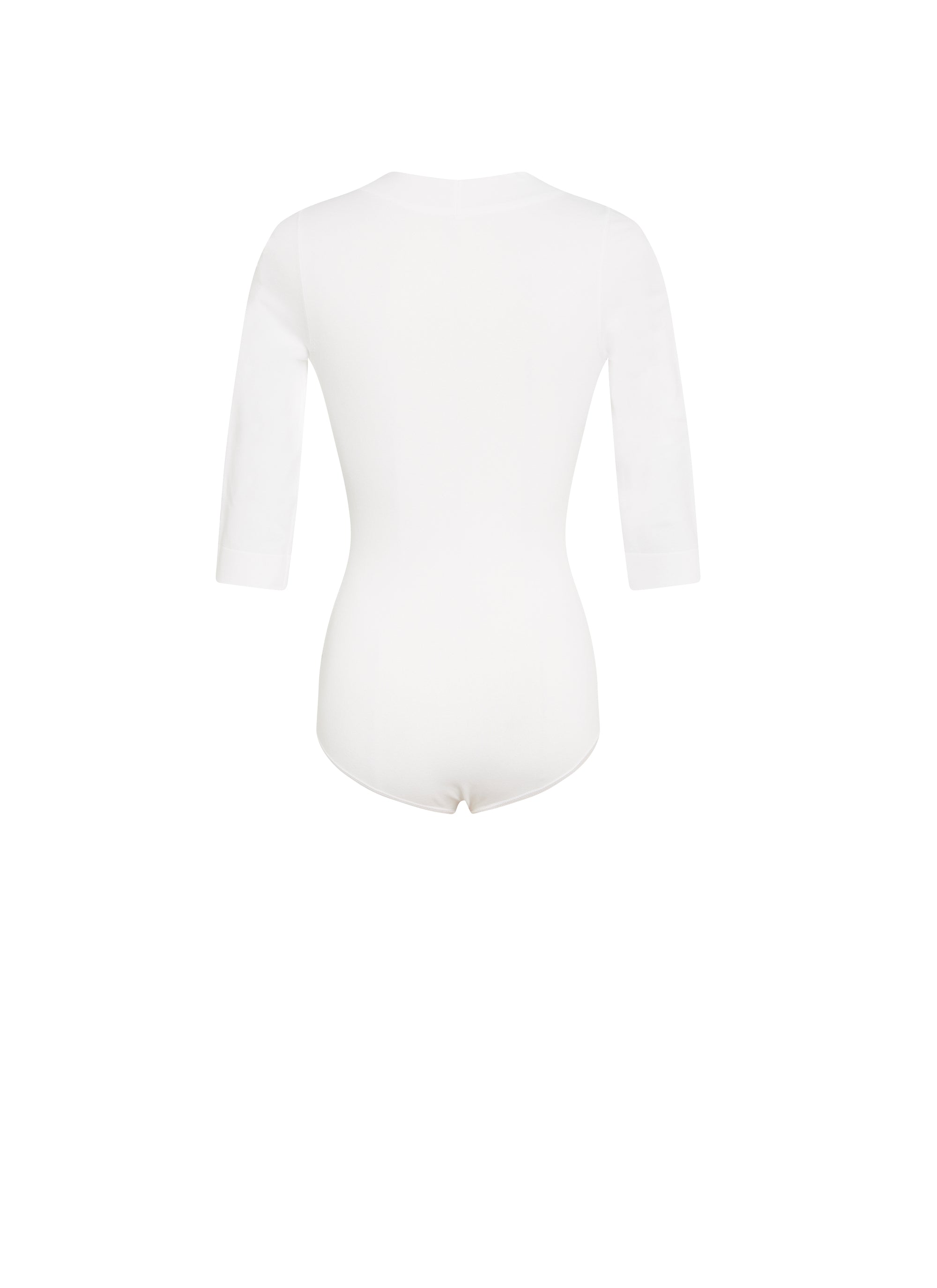 3/4 sleeve buttoned bodysuit - White