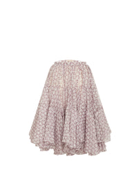 Jupe Organza anneaux en soie - Blanc & Bordeaux
