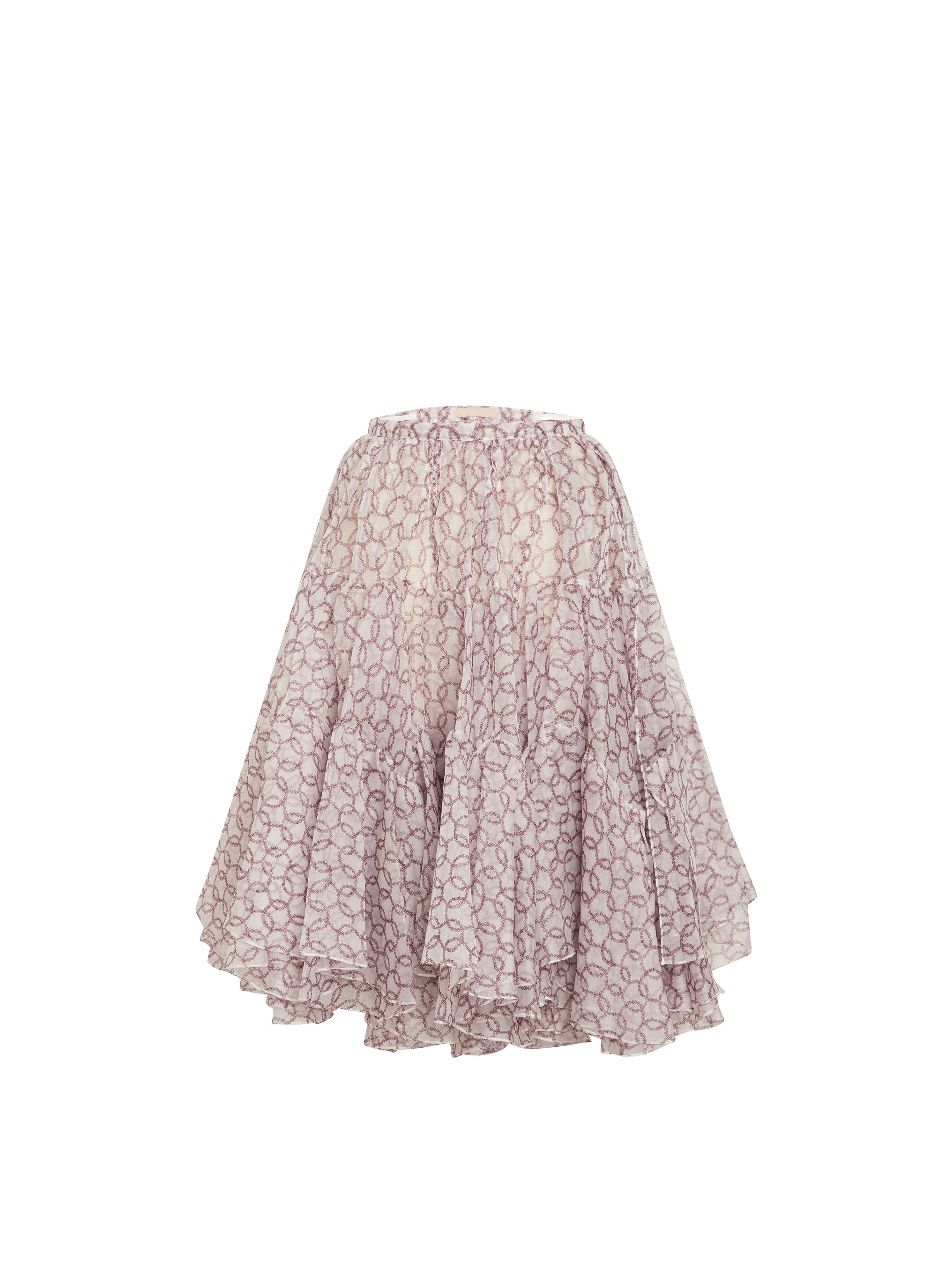 Jupe Organza anneaux en soie - Blanc & Bordeaux
