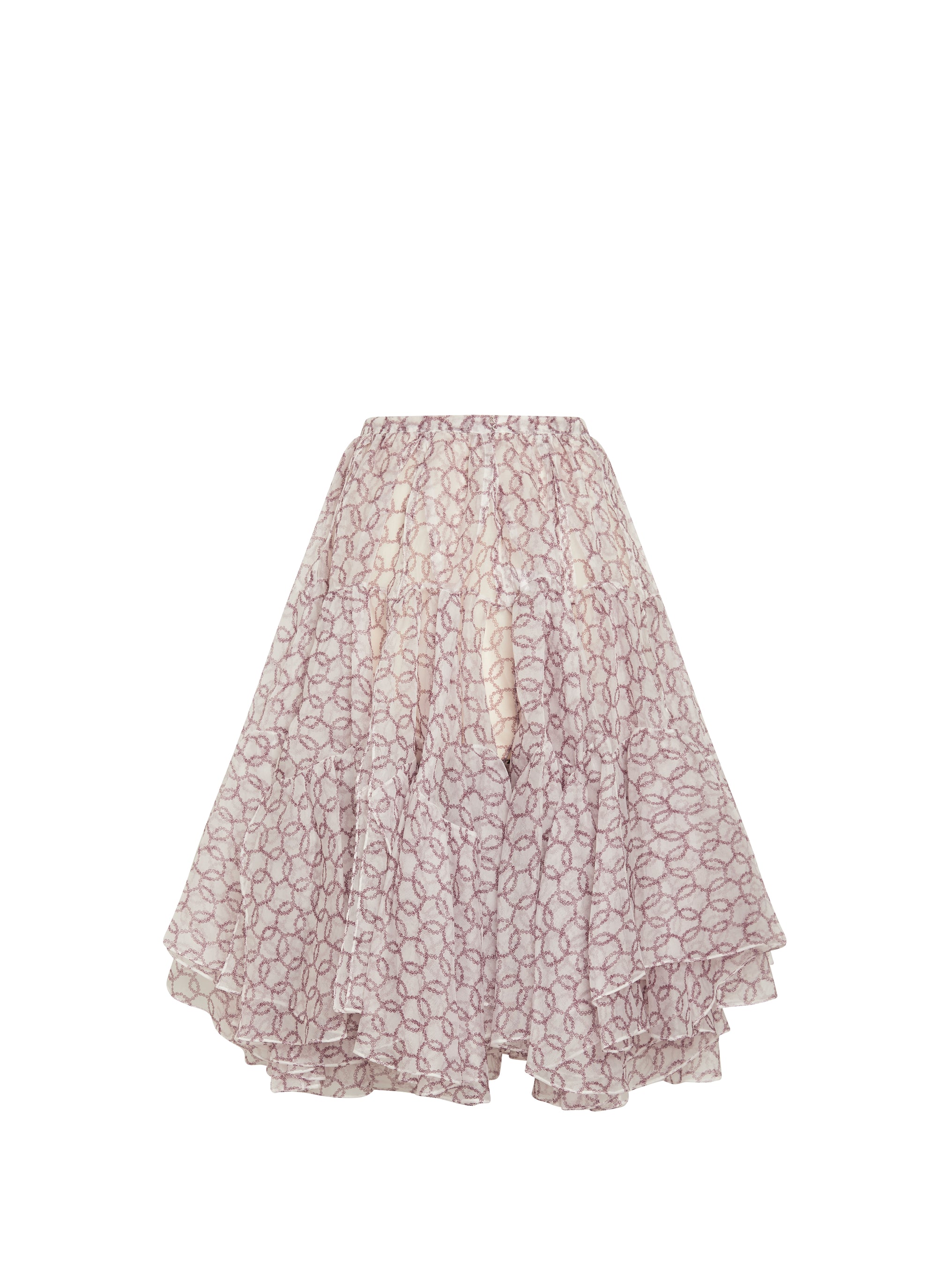 Jupe Organza anneaux en soie - Blanc & Bordeaux