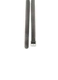 Drop pattern flat belt in leather - Black