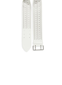 Ceinture plate ajourée en cuir - Blanc Optique