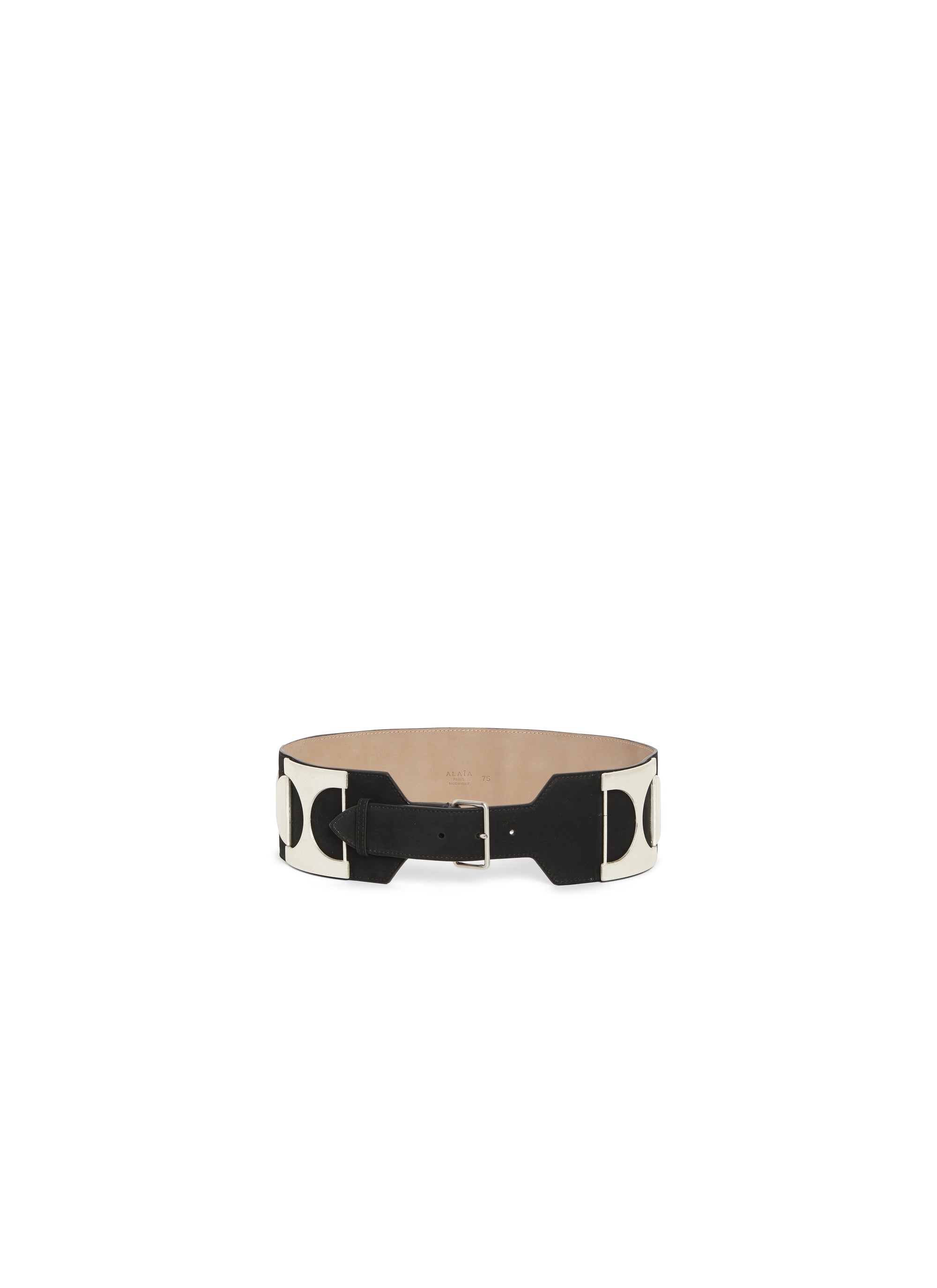 Flat suede leather belt - Black