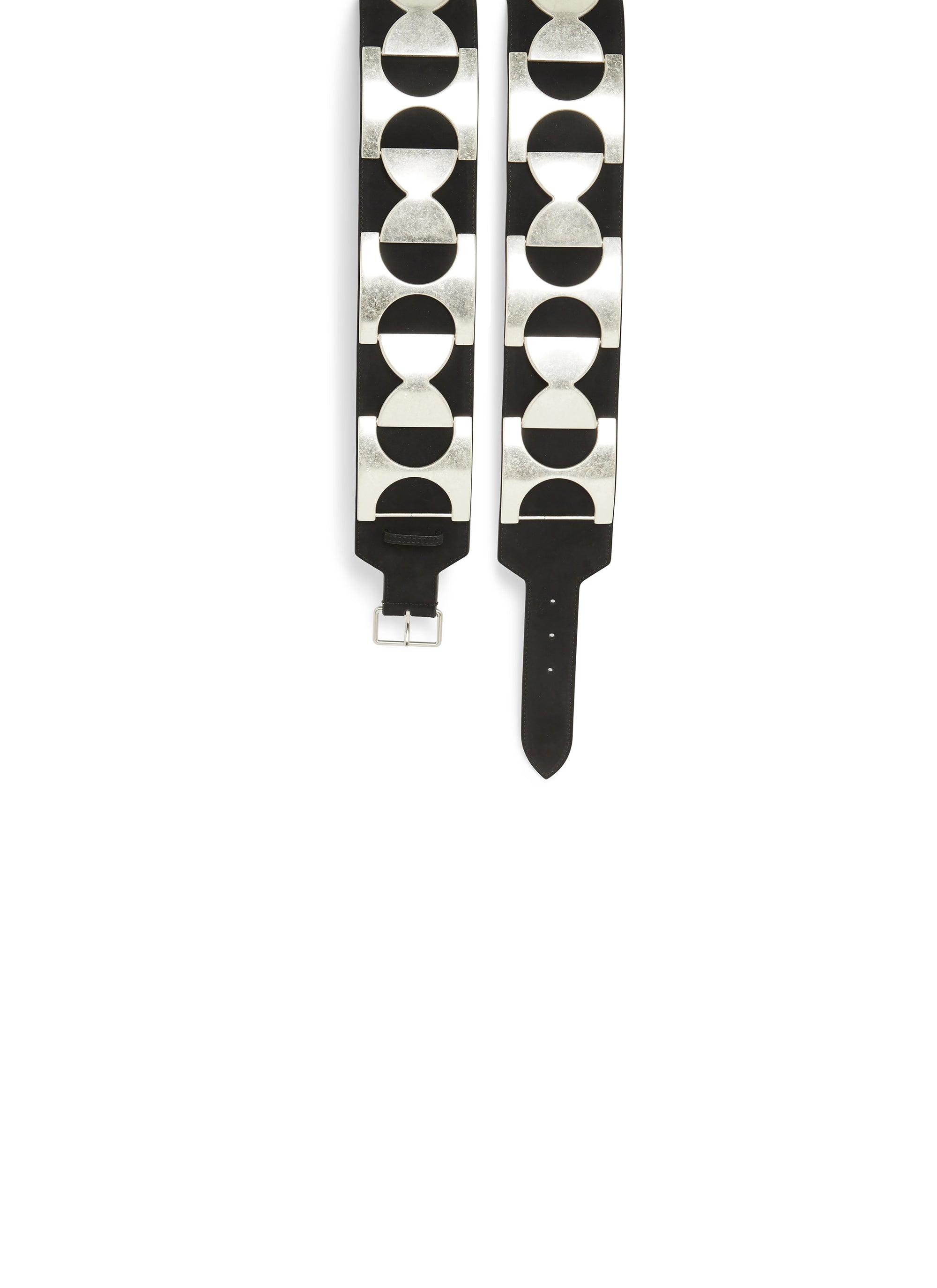 Flat suede leather belt - Black