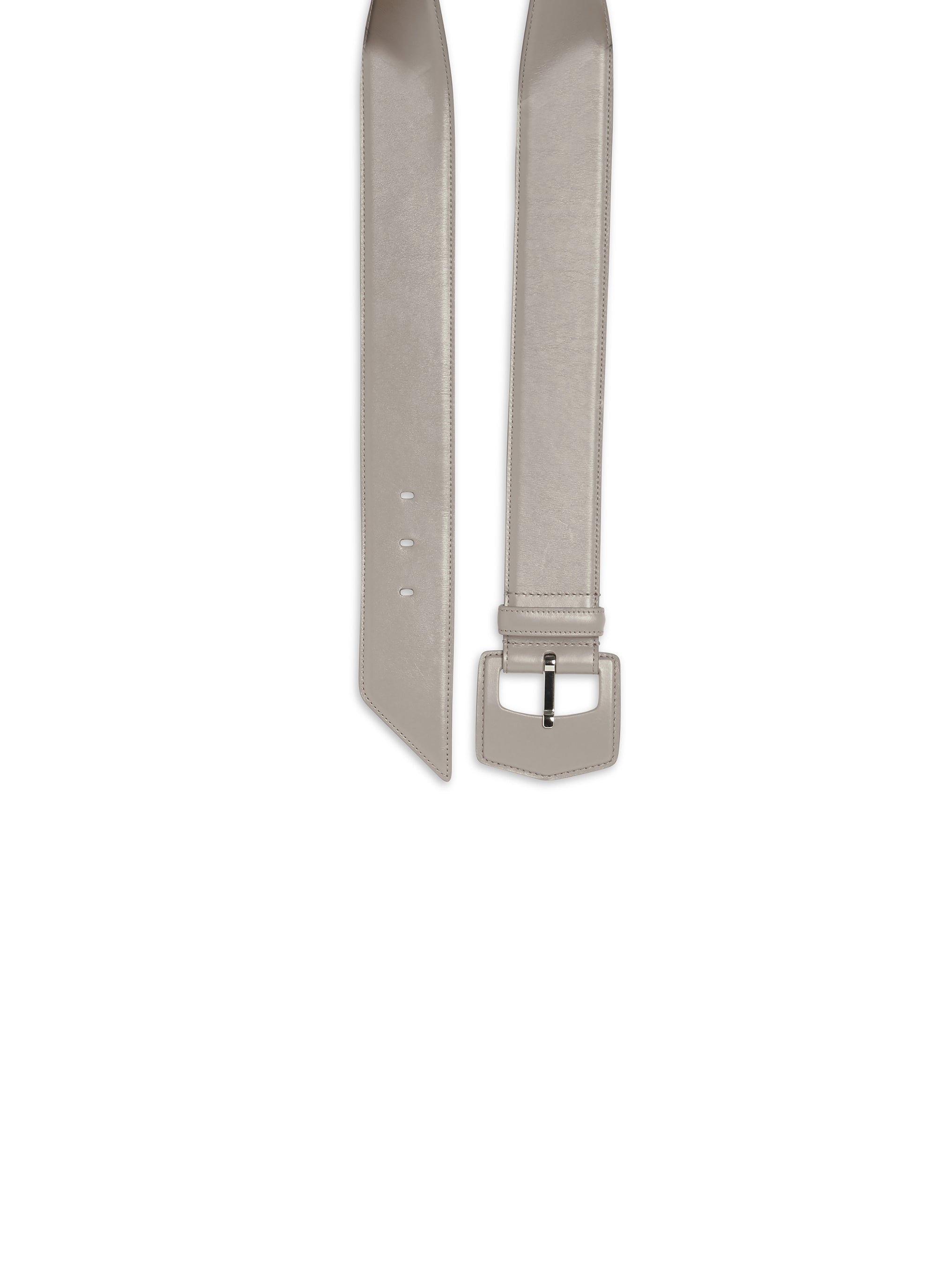 Oversized leather geometric buckle belt - Turtle Dove