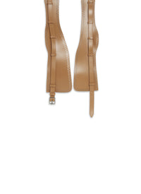 Wide openwork belt in leather - Light Tan