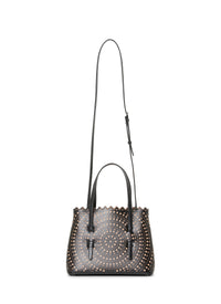 Mina bag with openwork shoulder strap, leather - Black & Sand