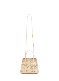 Palm Fiori mini bag, openwork, in leather - Sand