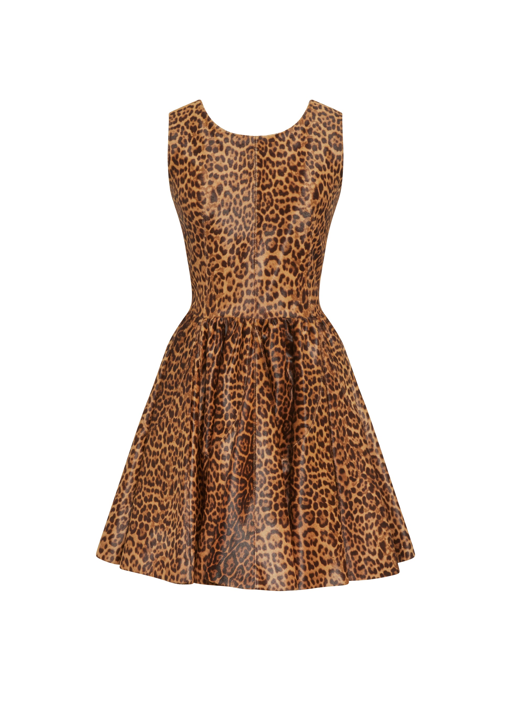 Robe sans manches à imprimé guépard en cuir - Marron