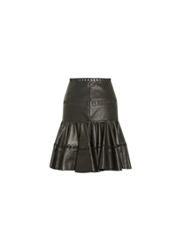 Openwork leather scuba skater skirt - Black