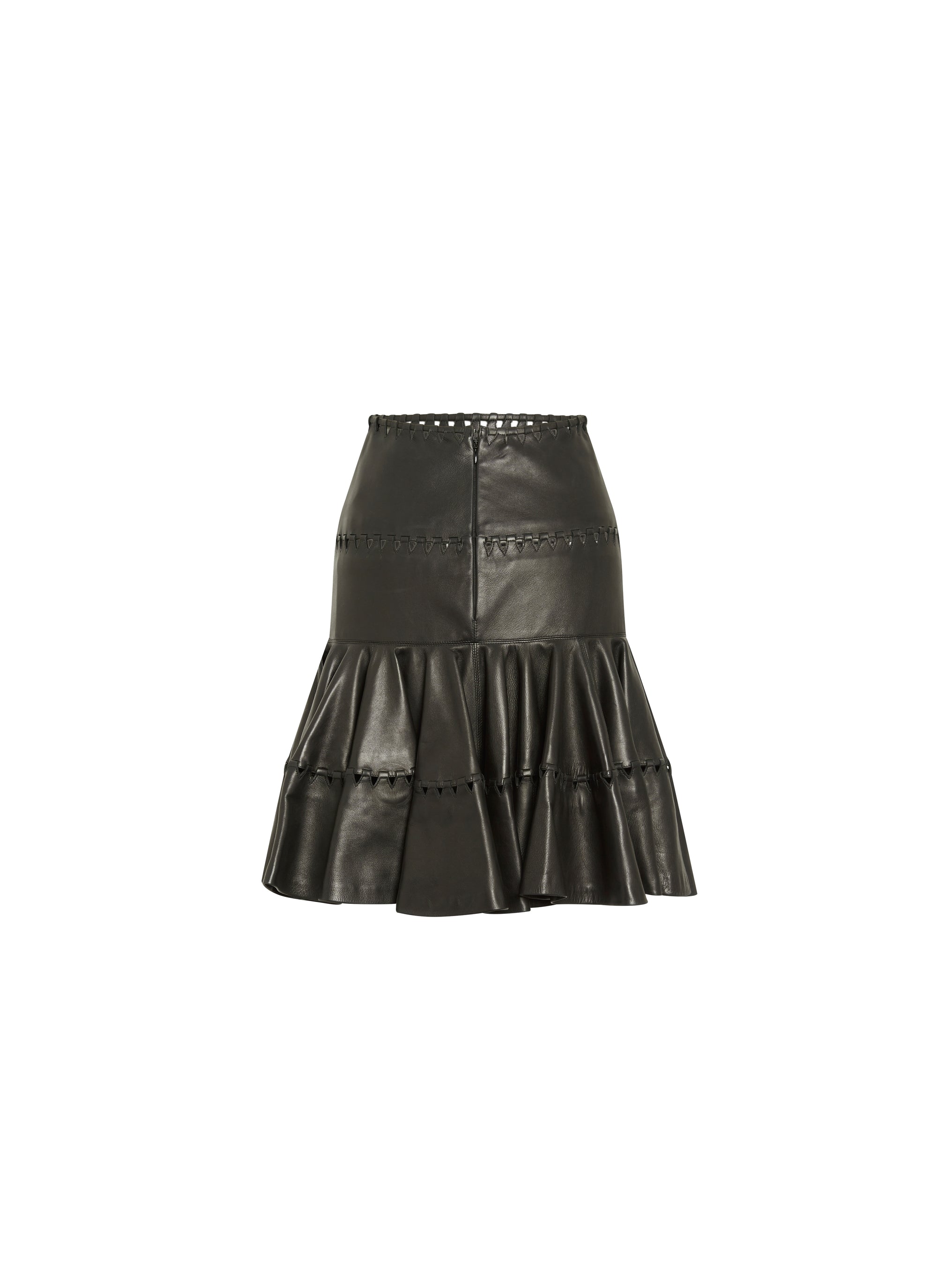Openwork leather scuba skater skirt - Black