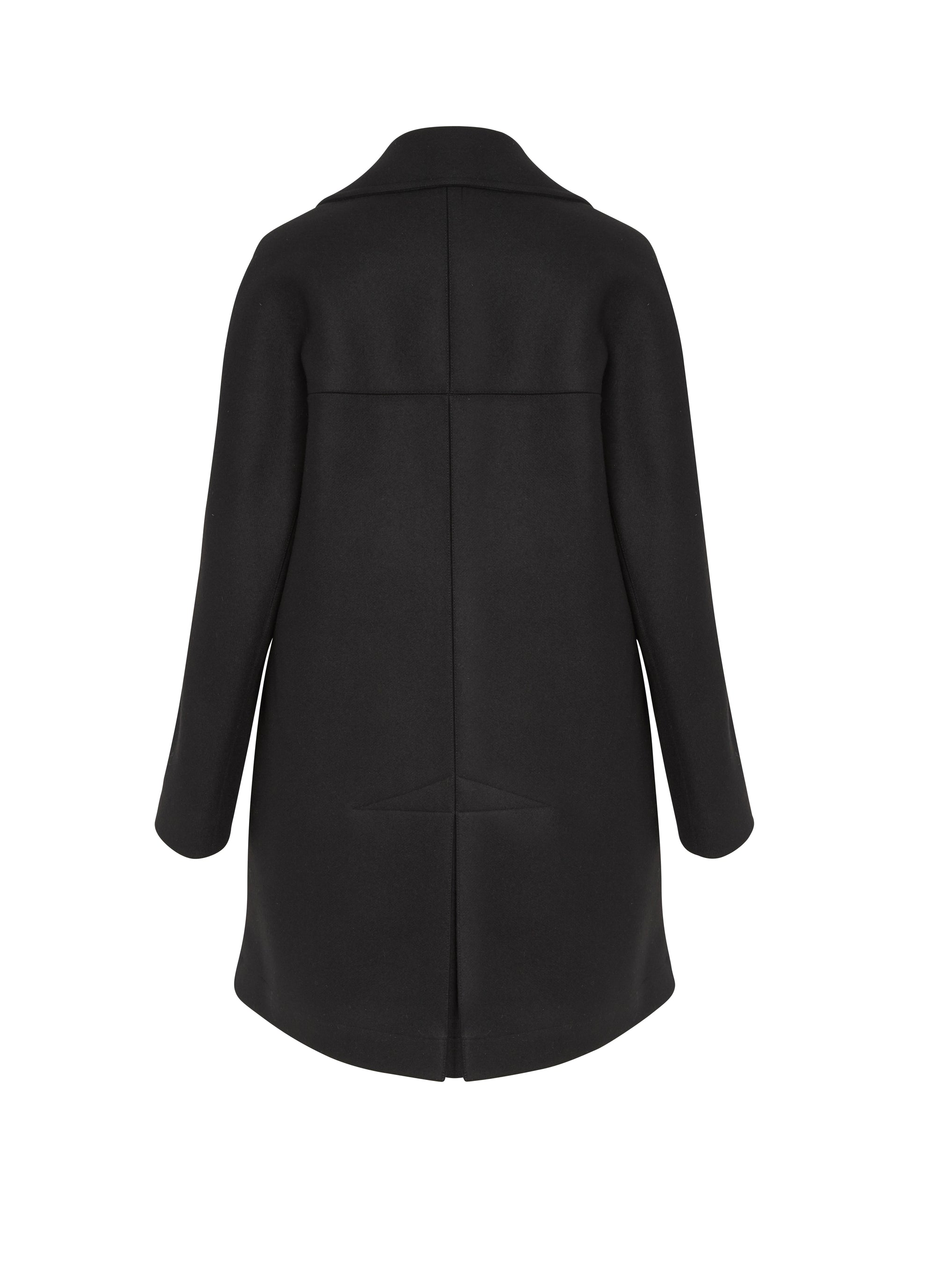 Wool drape pea jacket - Black
