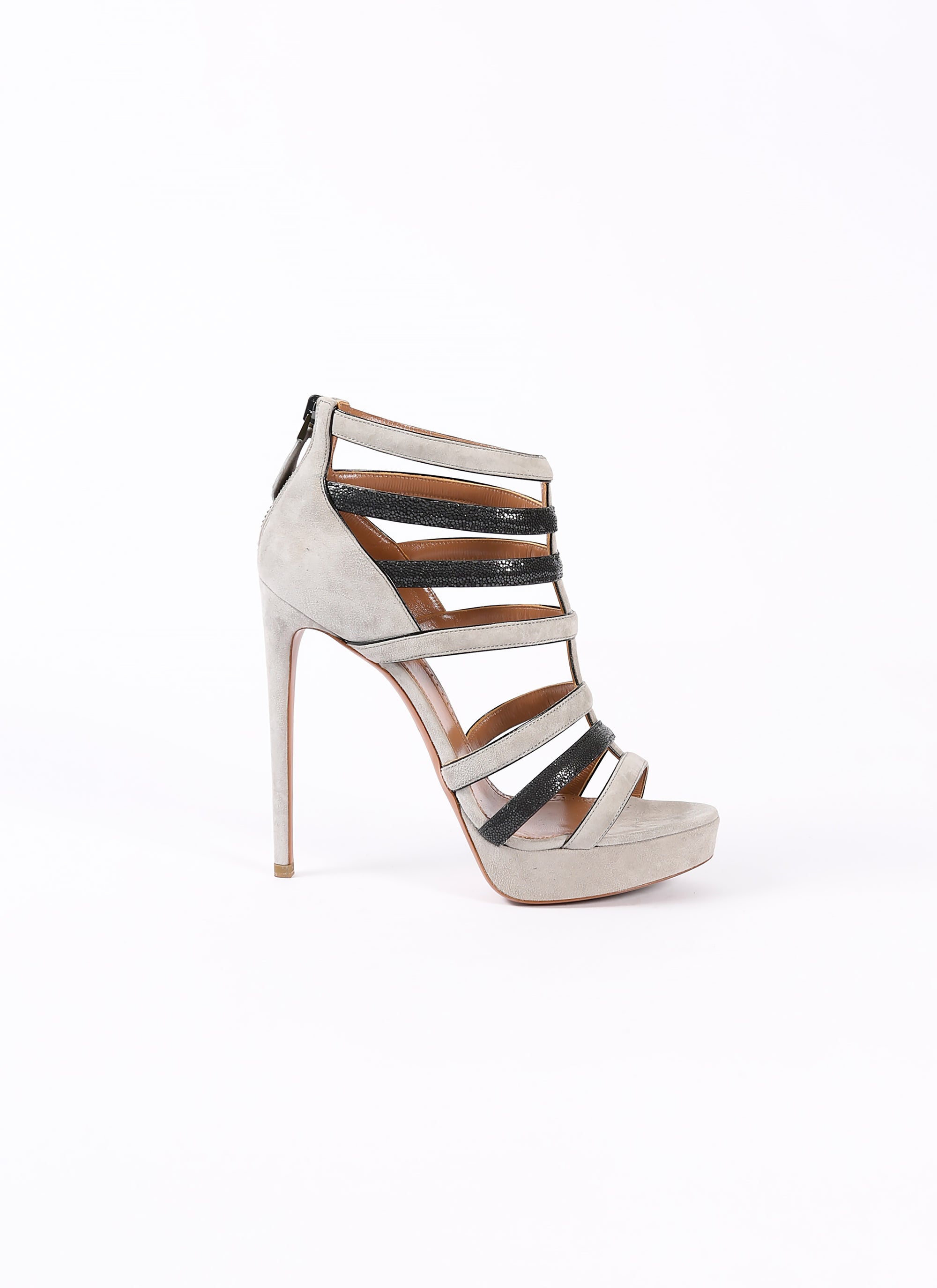 Stingray sandals in leather - Light Grey & Black