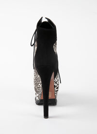 Leopard print boots in leather - White & Black