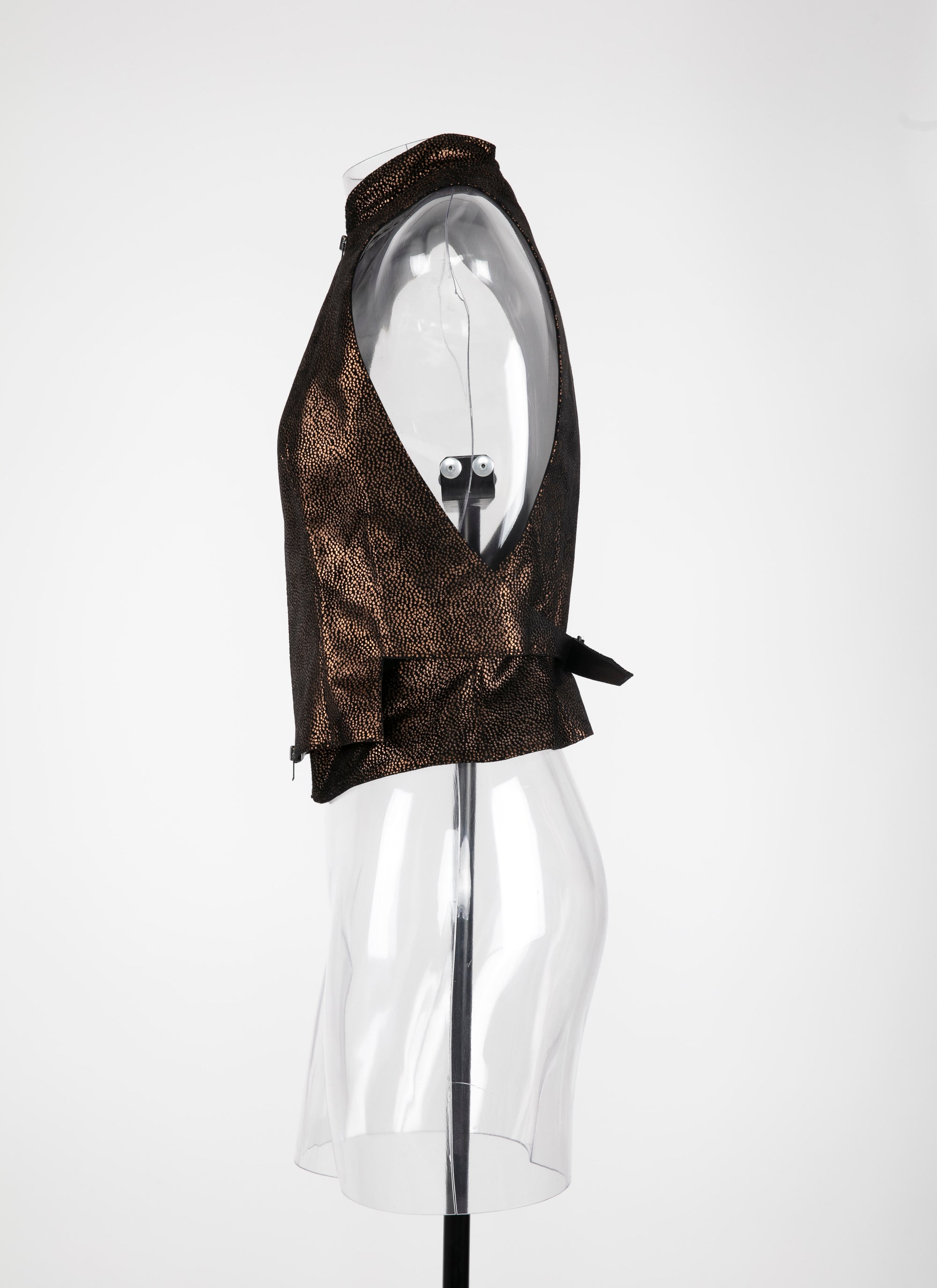 Gilet sans manches Moucheté en cuir - Noir & Bronze