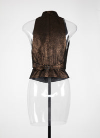 Gilet sans manches Moucheté en cuir - Noir & Bronze