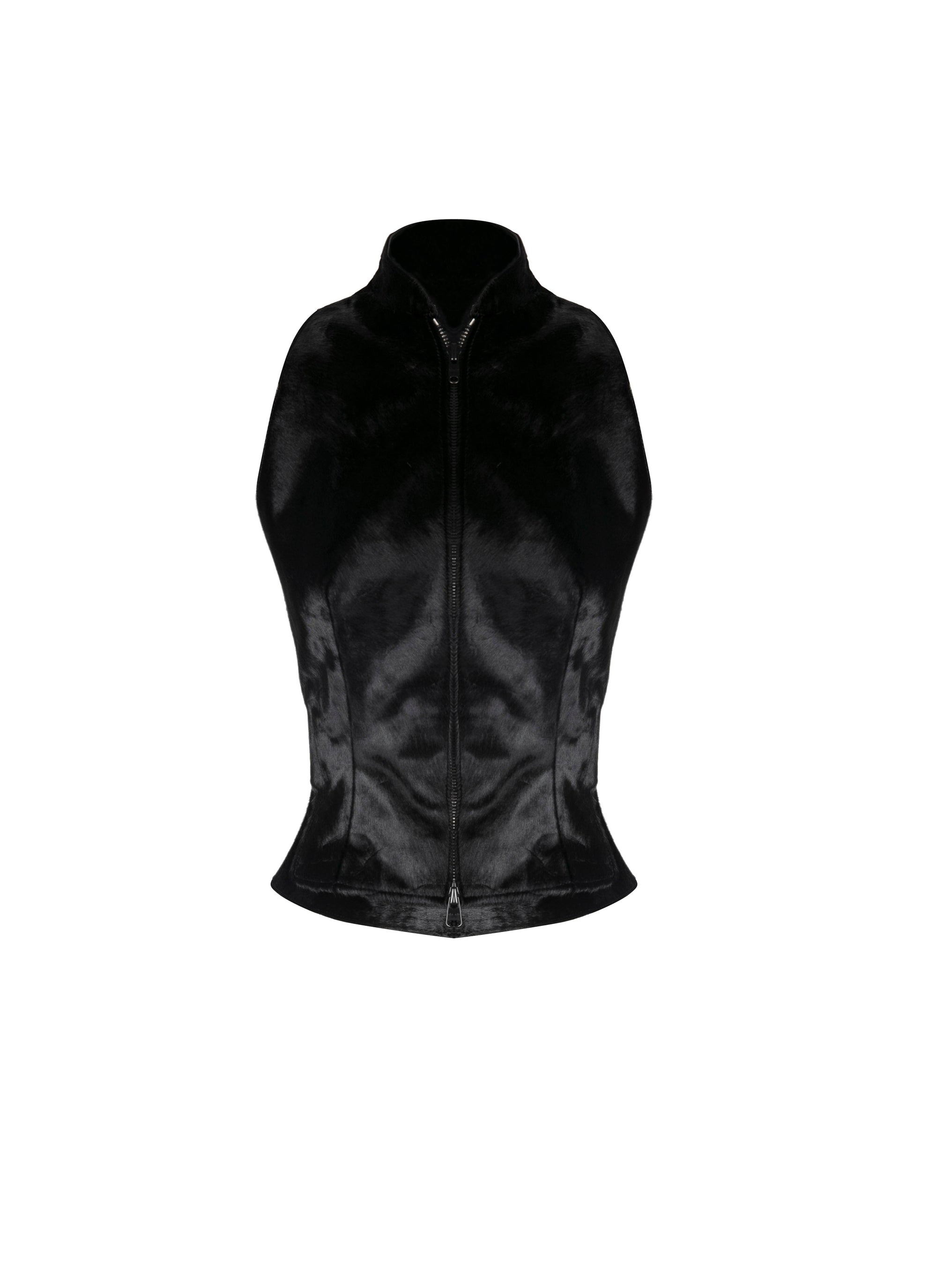 Alligator leather sleeveless waistcoat - Black