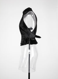 Alligator leather sleeveless waistcoat - Black
