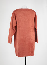 Robe à manches longues en velours - Noisette