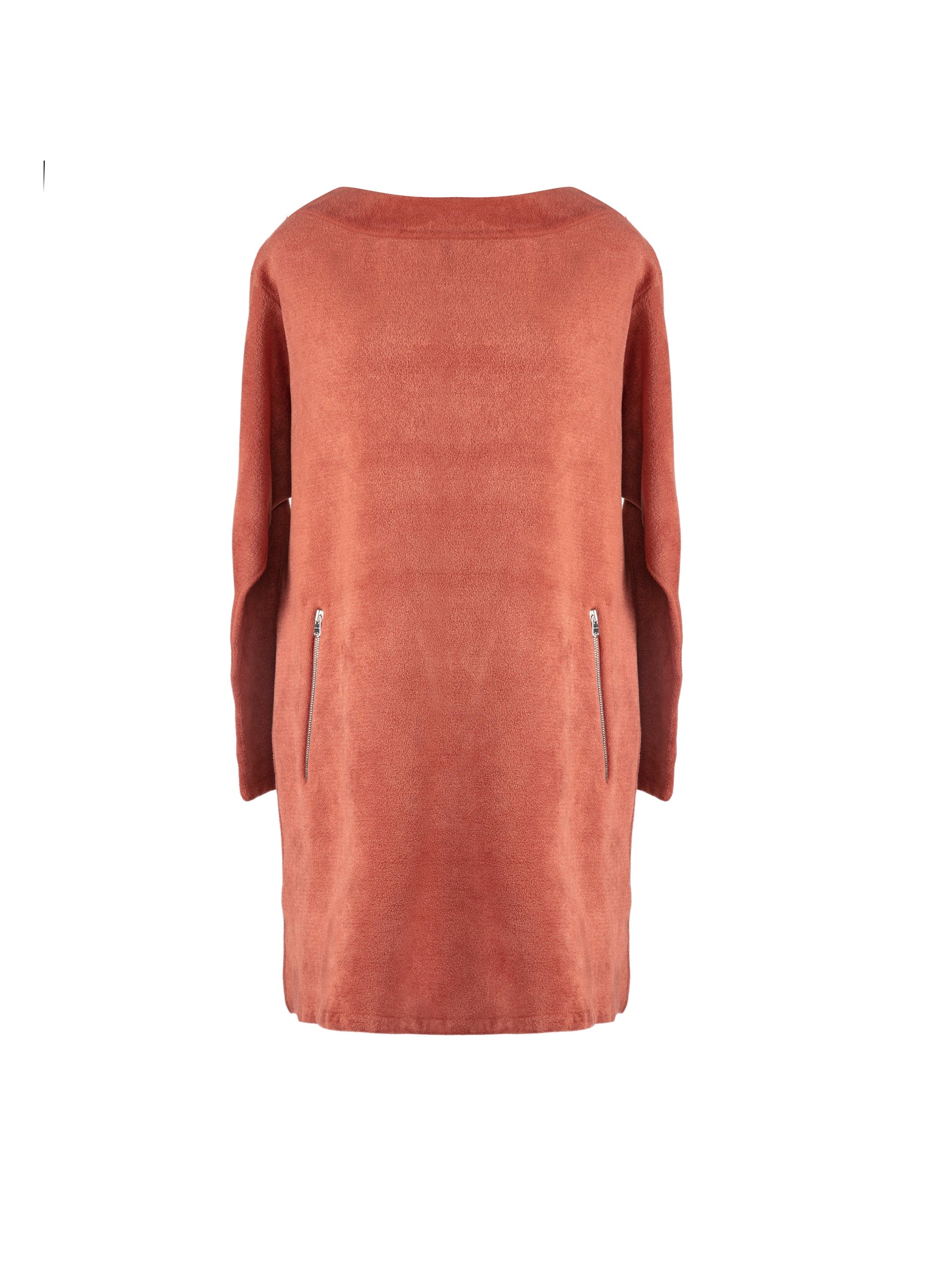 Robe à manches longues en velours - Noisette