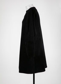 Long sleeve velvet dress - Black