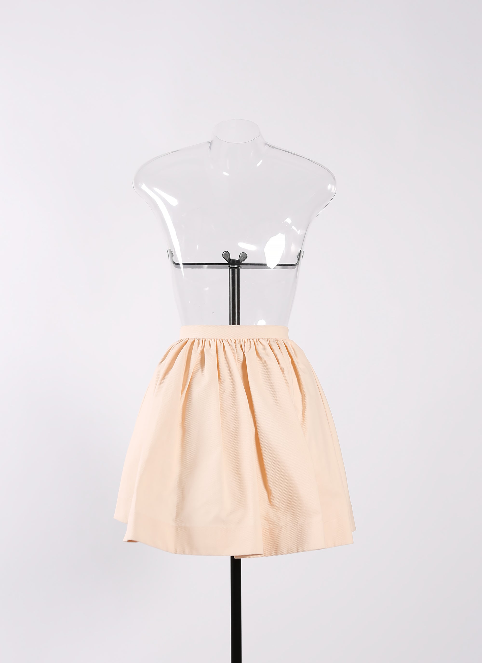 Short asymmetric openwork skirt - Nude