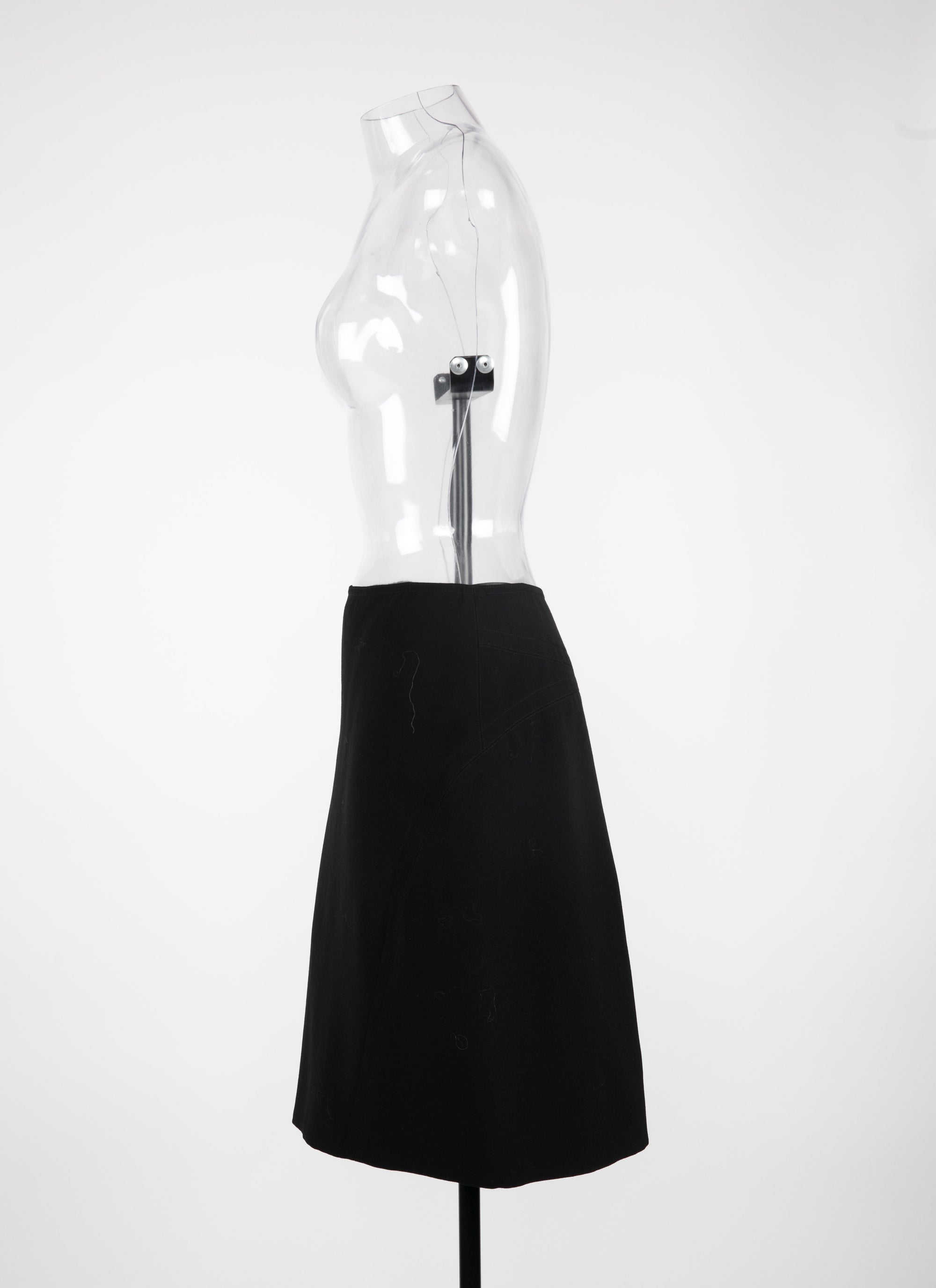 Jupe droite en gabardine de laine - Noir