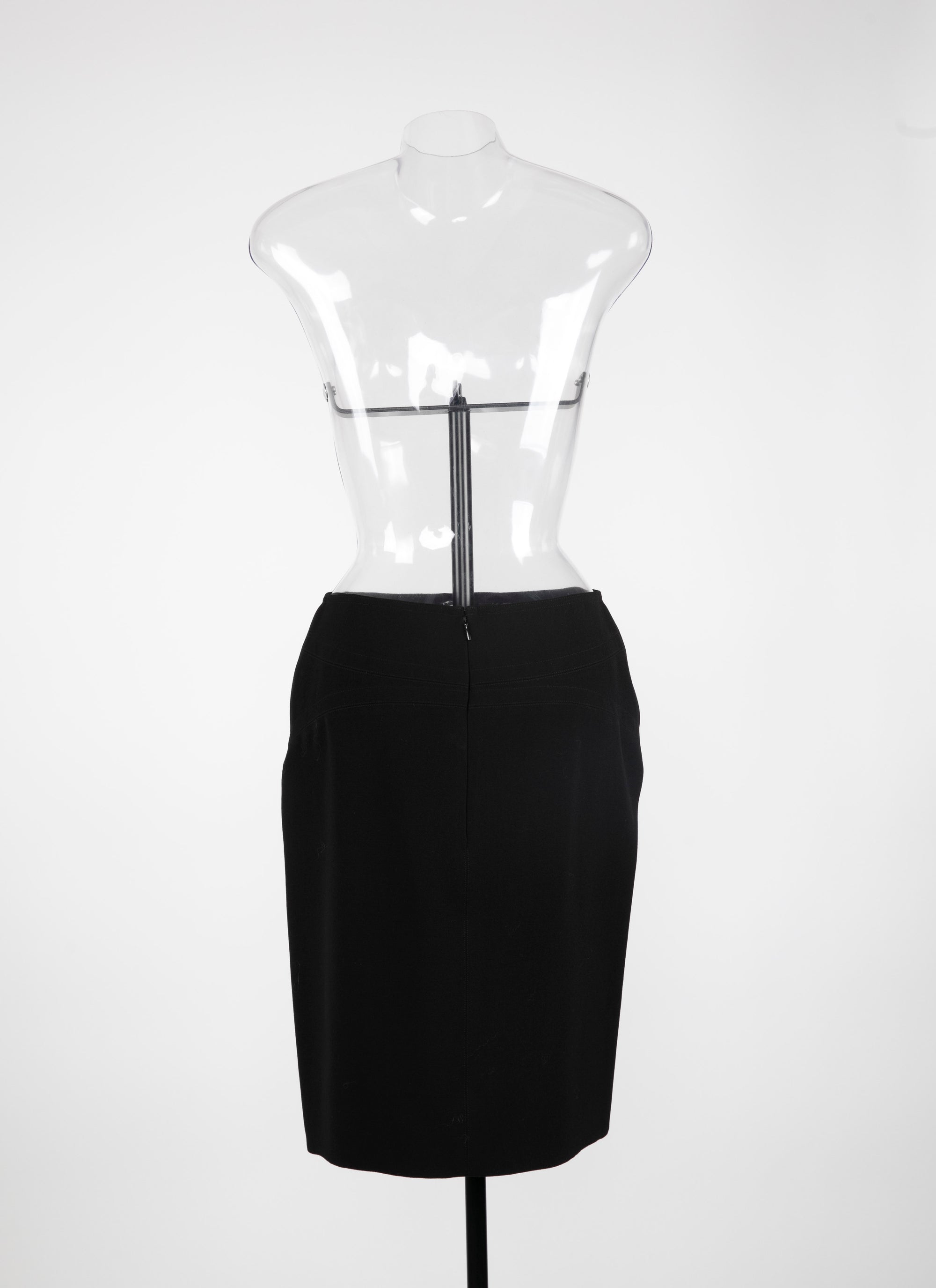 Jupe droite en gabardine de laine - Noir