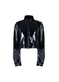 Veste à manches longues en cuir vernis - Saphir