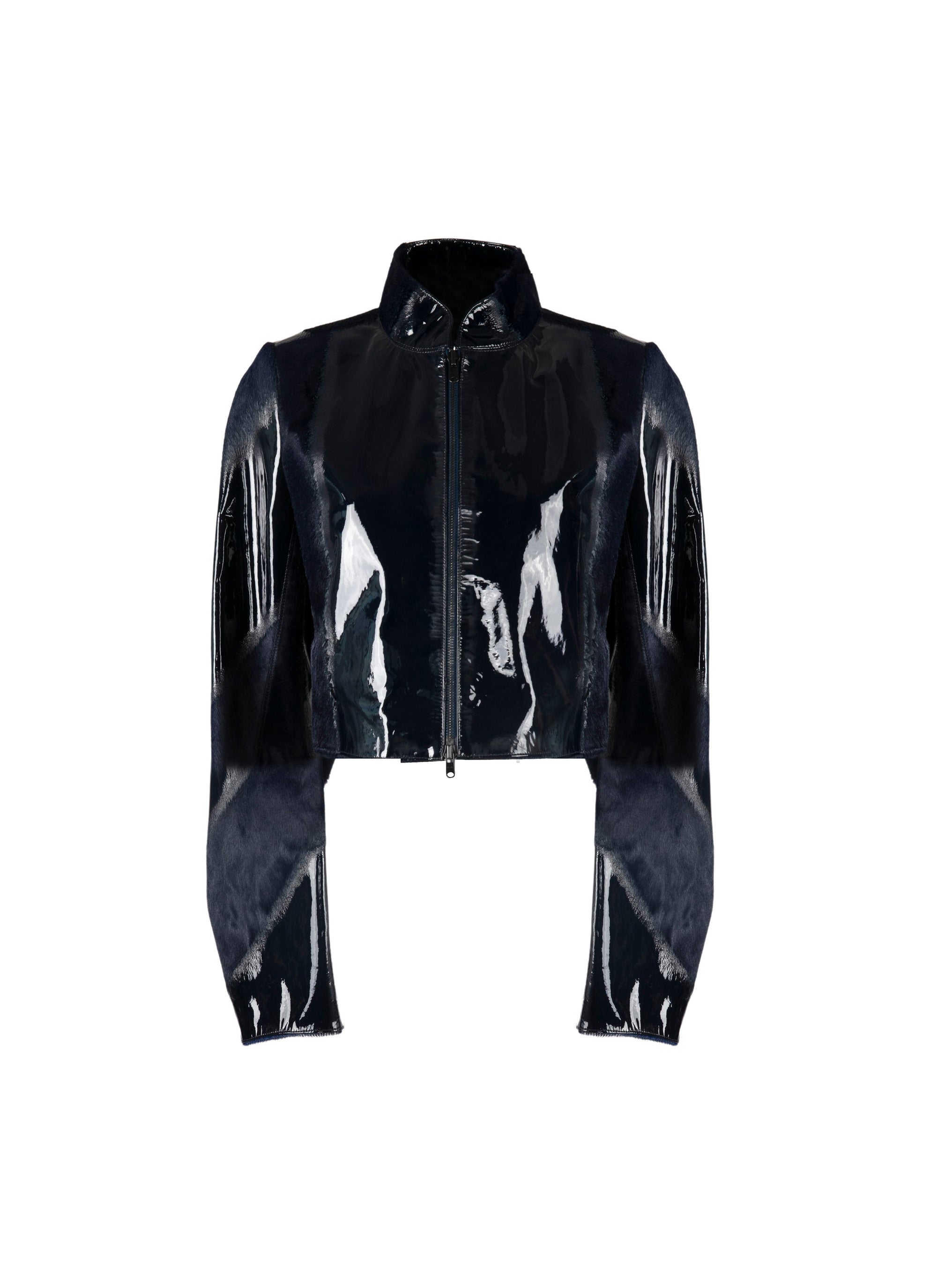 Veste à manches longues en cuir vernis - Saphir