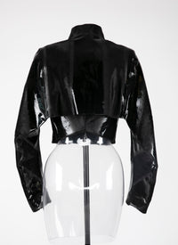 Patent leather long sleeve jacket - Black