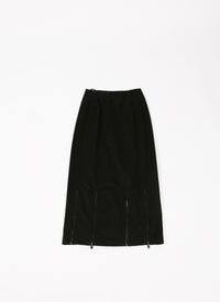 Long zipped skirt in gabardine - Black