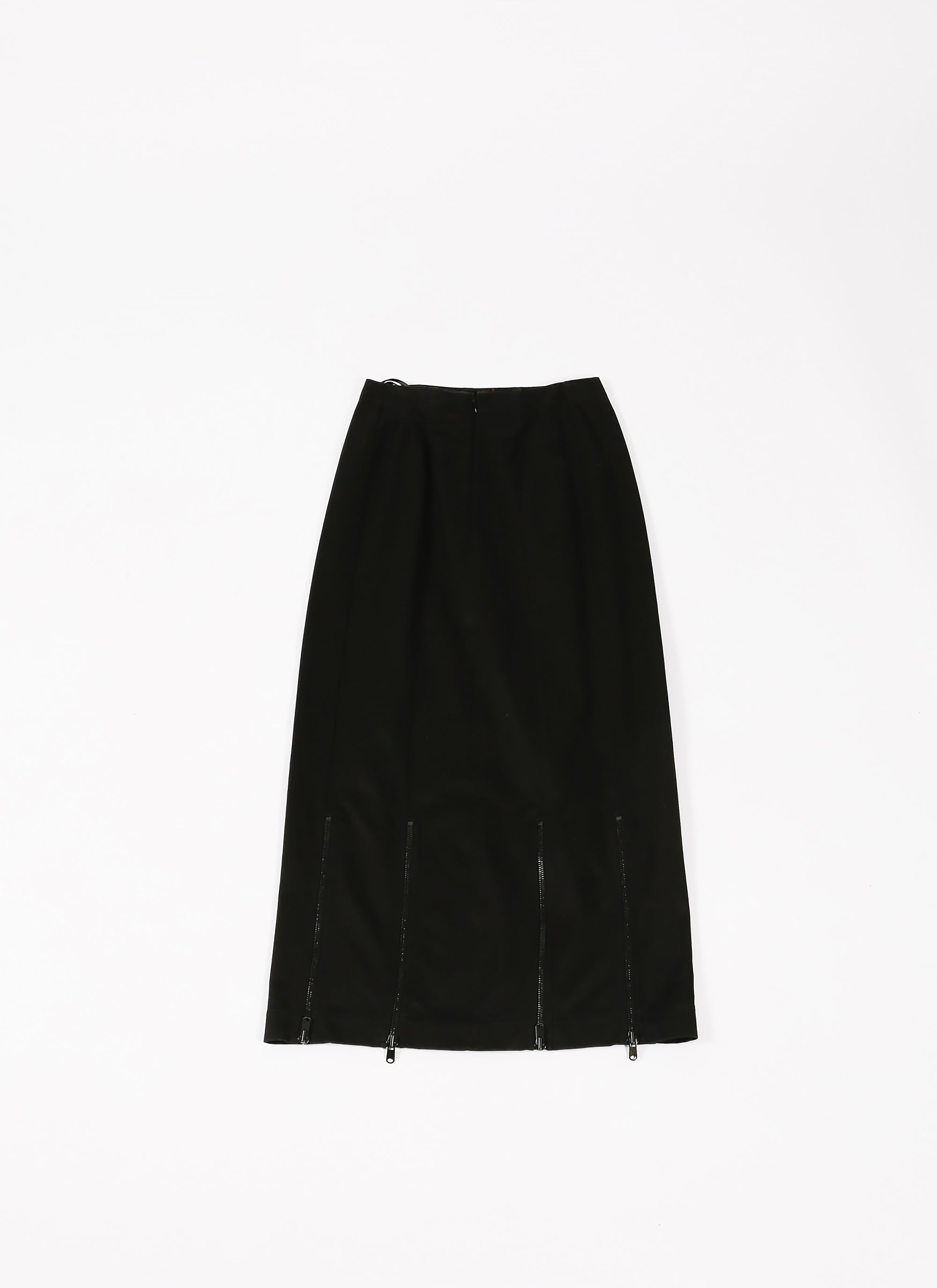 Long zipped skirt in gabardine - Black
