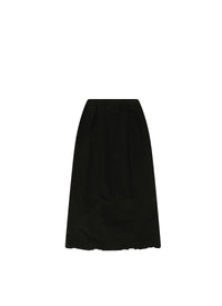 Long zipped skirt in gabardine - Black