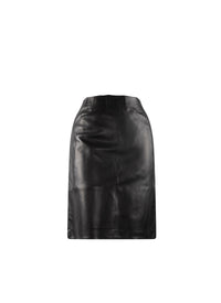 Short scuba skirt in leather - Black