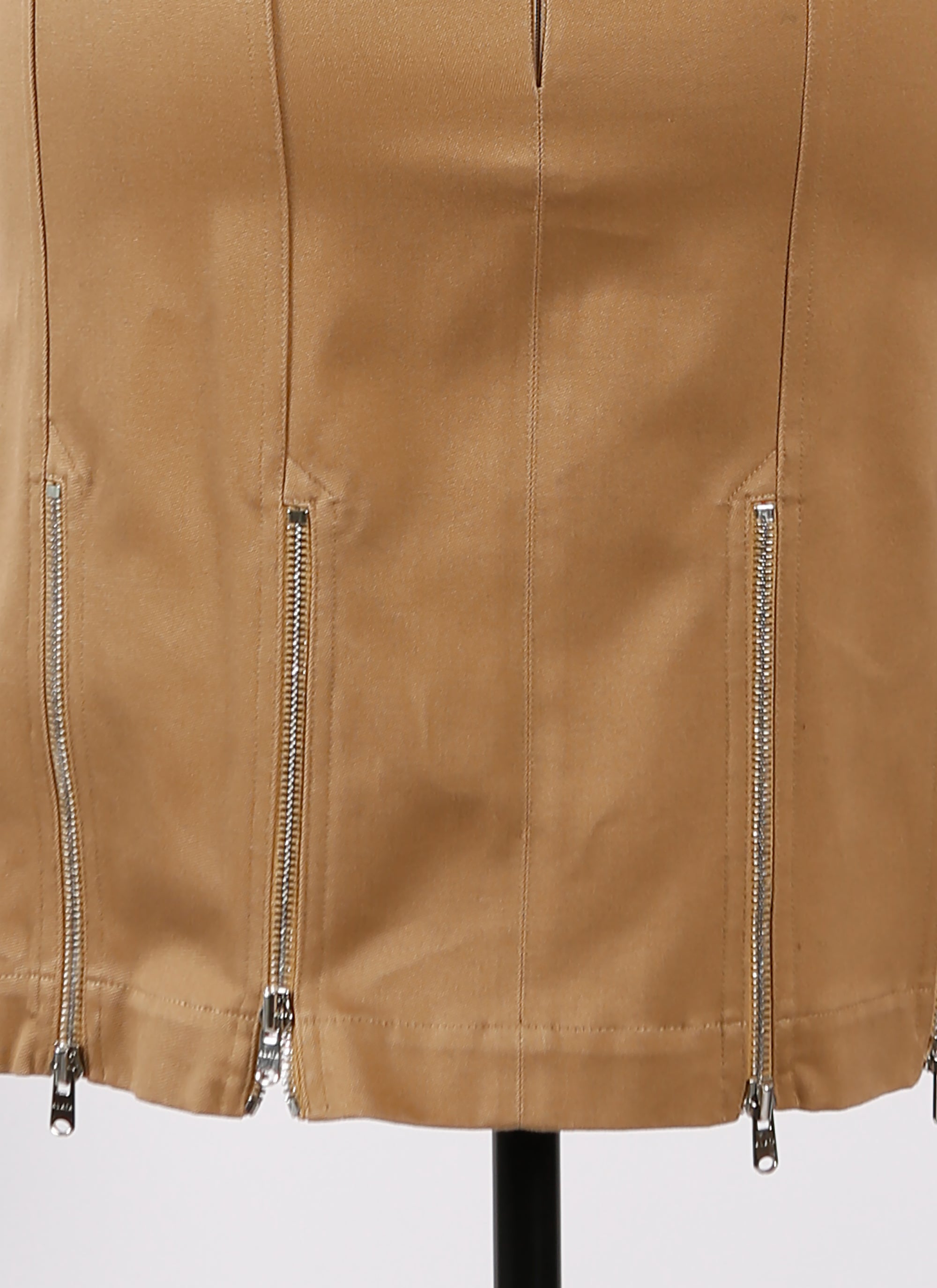 Short zipped skirt in gabardine - Dark Beige