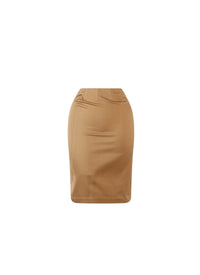 Short zipped skirt in gabardine - Dark Beige