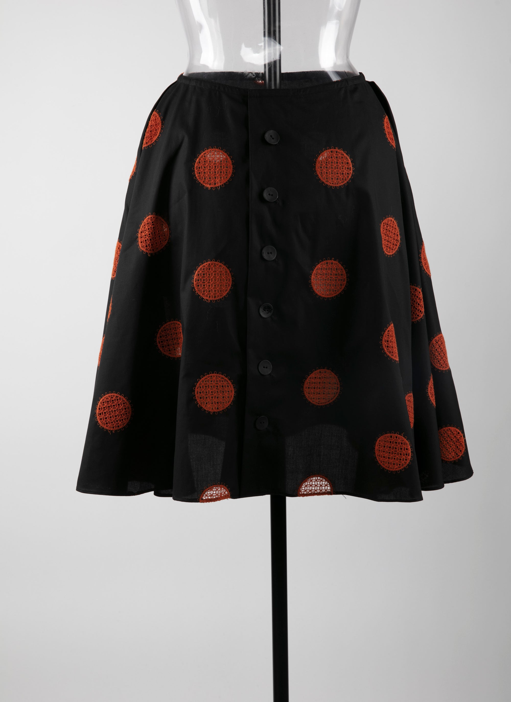 Jupe en popeline à pois - Noir & Mandarine