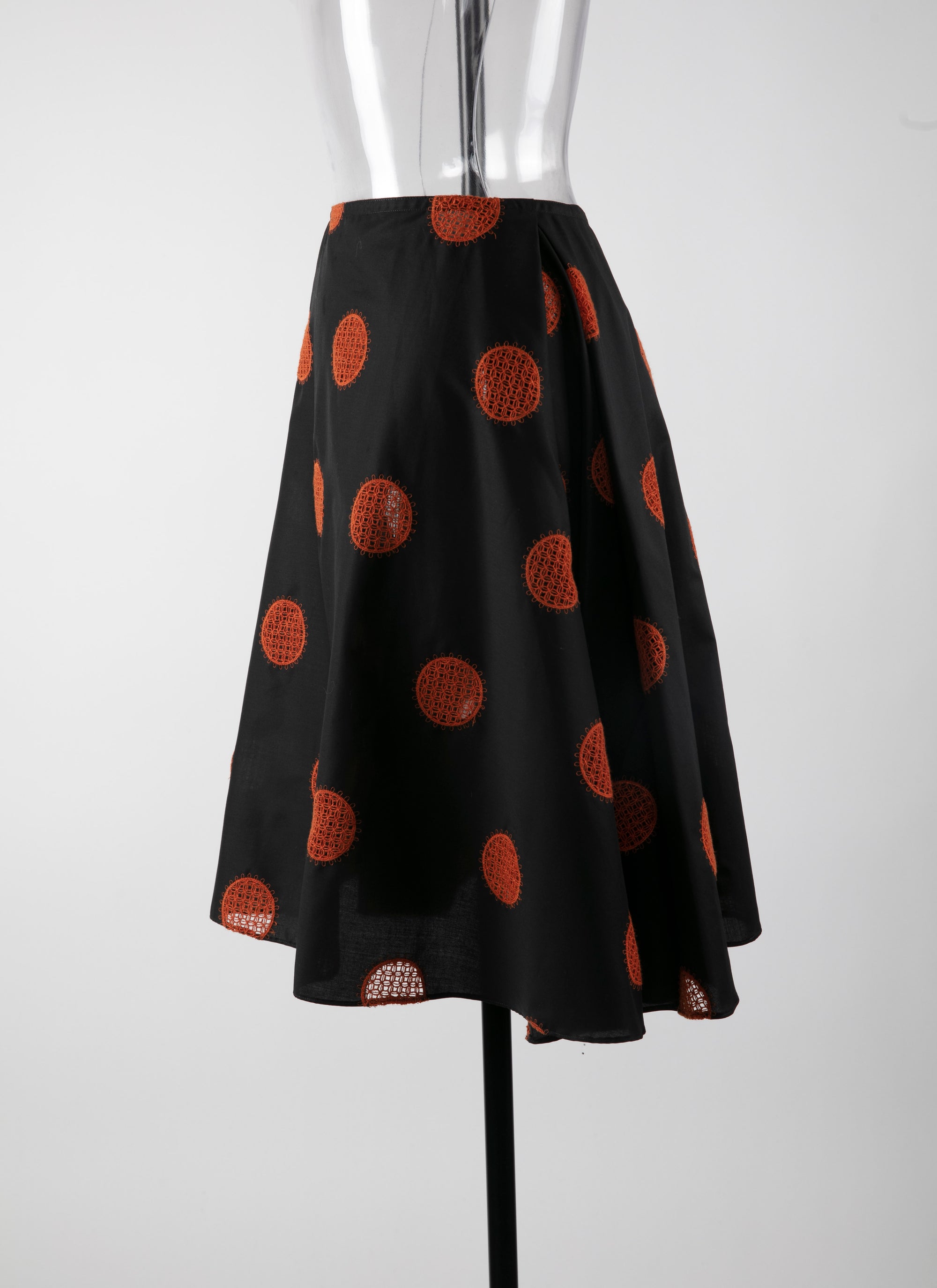 Jupe en popeline à pois - Noir & Mandarine