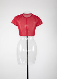 Knitted Discobole short sleeve cardigan - Dark Red