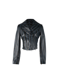 Perfecto plongé en cuir - Noir Givre